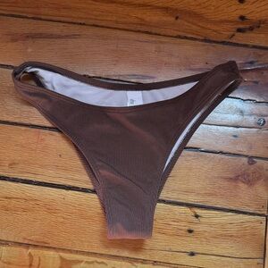 Cider Ribbed Brown Cheeky Bikini Medium